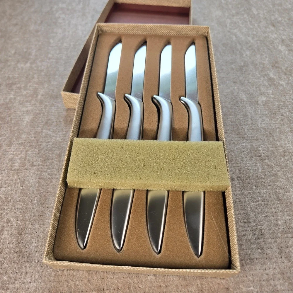 Gerber Miming Steak Knife Set of 4 Vintage MCM Chrome Silver Legendary Blades